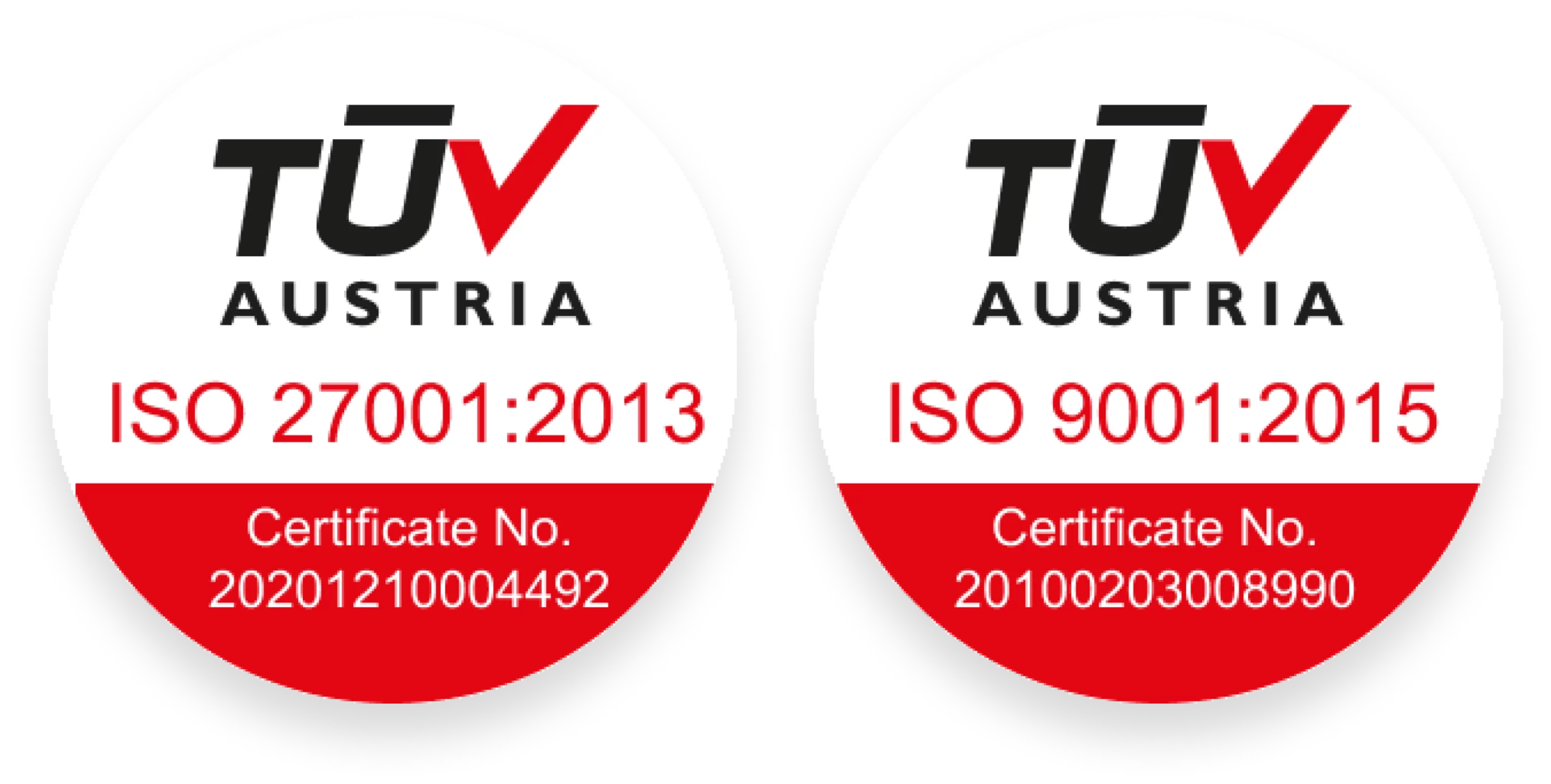 ISO 9001 and ISO 17001 certificates